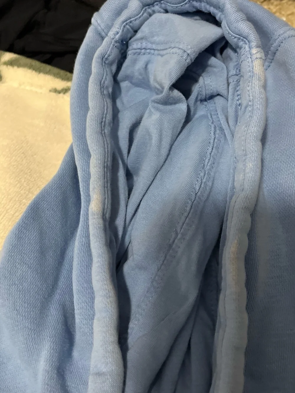 Nike Light Blue Hoodie with White Cracked Logo and Black Outline